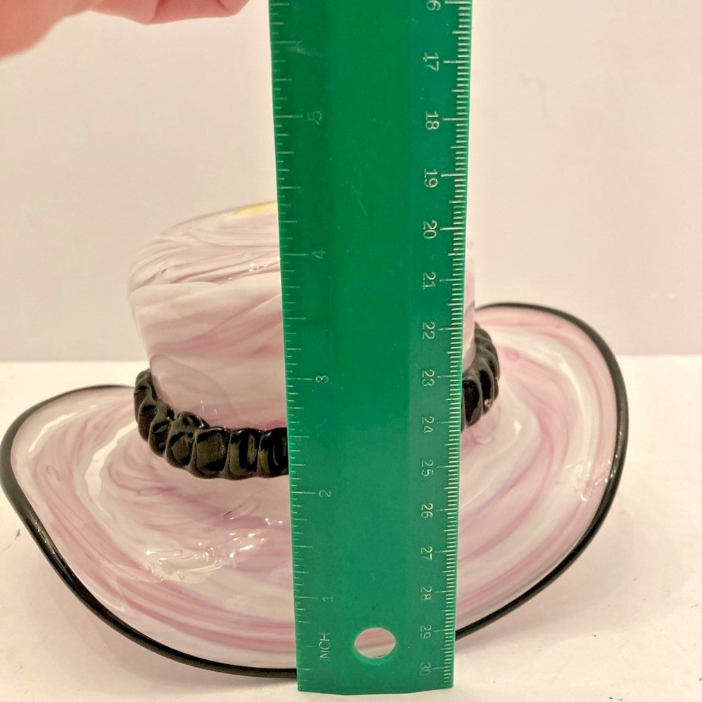 Block Crystal Mouth Blown Pink Glass Hat Bowl Hand Cut Hand Polished Lead free - Picture 14 of 14